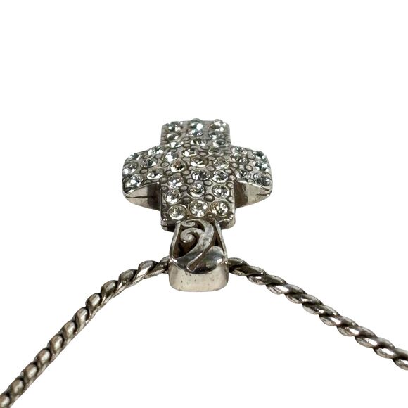 Brighton Cross Swarovski Crystals Pendant Necklace Reversible Scrollwork Design - Picture 5 of 13